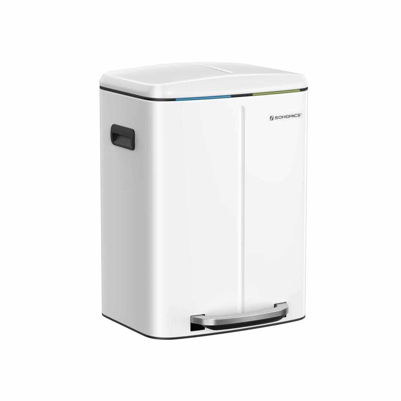 Mülleimer 40 Liter (2 x 20 L) Weiß von SONGMICS