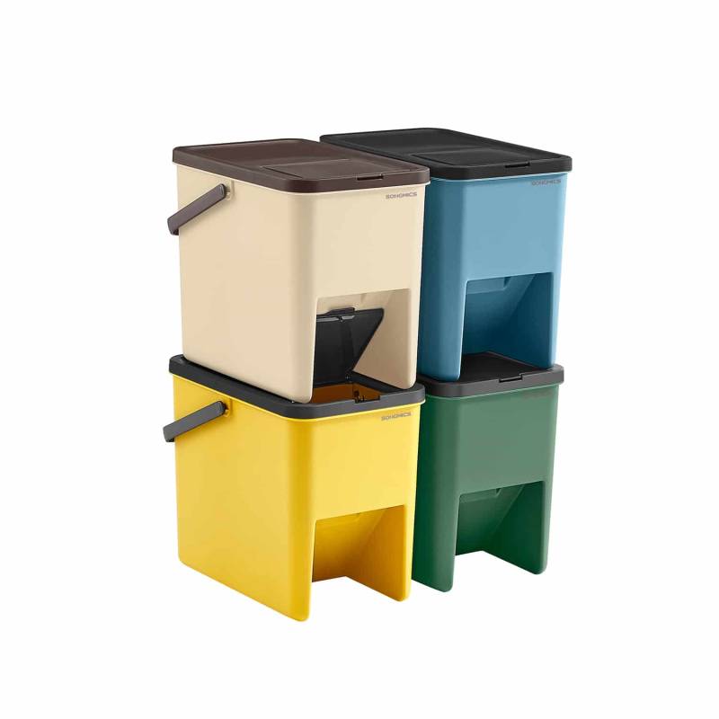 Mülleimer 4er Set je 20 L mit Aufklebern von SONGMICS