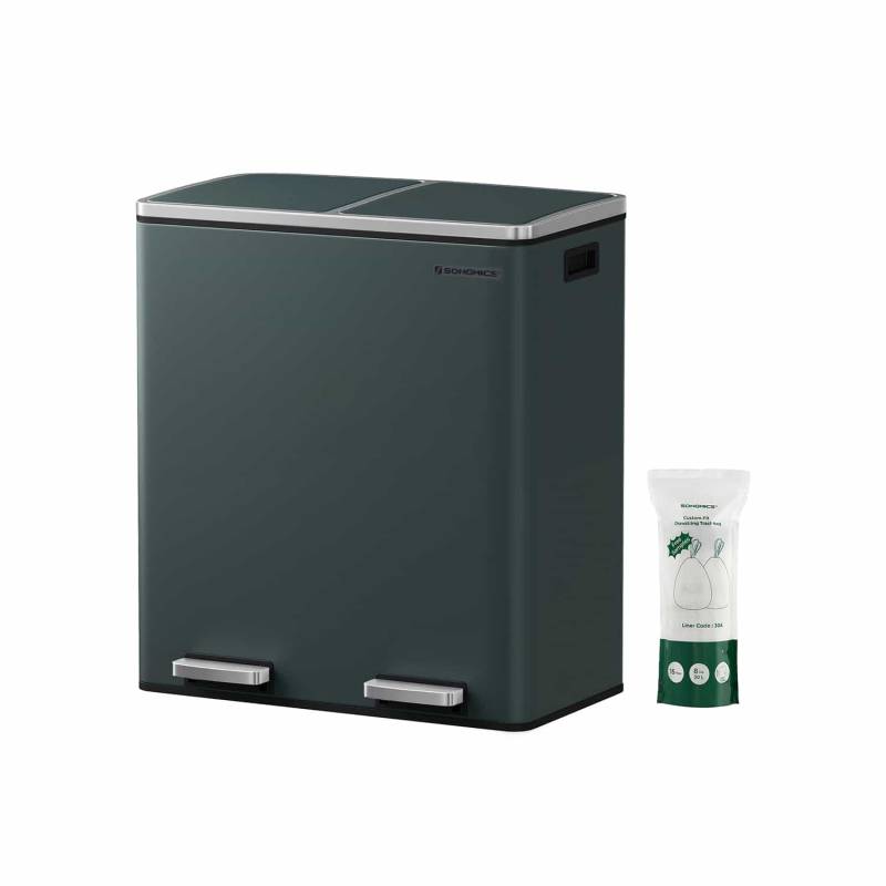Mülleimer 60 Liter (2 x 30 L) Grau von SONGMICS