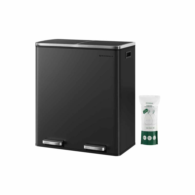 Mülleimer 60 Liter (2 x 30 L) Schwarz von SONGMICS