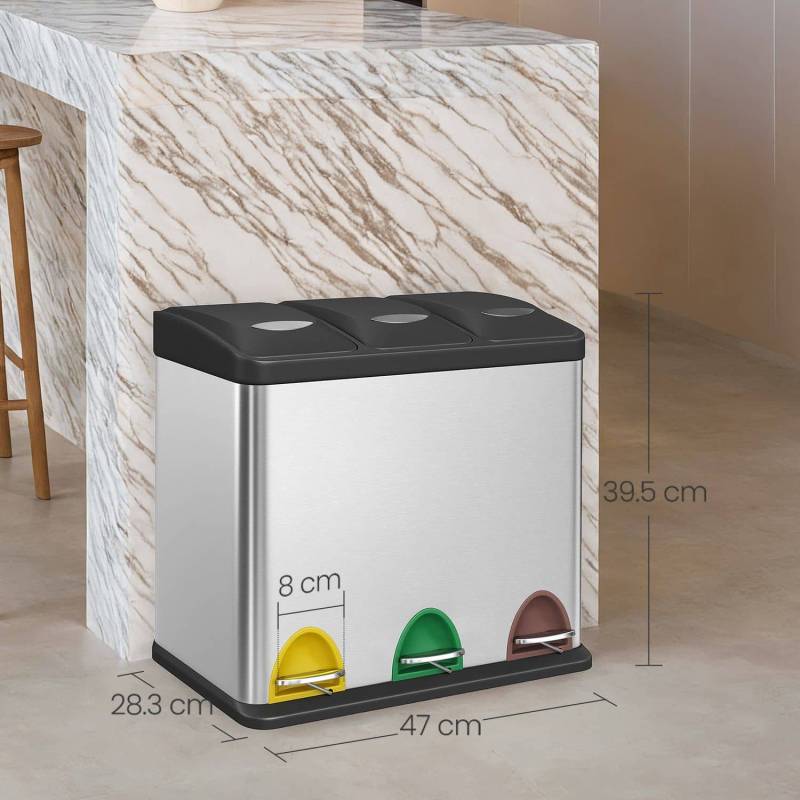 Mülleimer Küche, 3 x 8 L, kleine Kapazität von SONGMICS