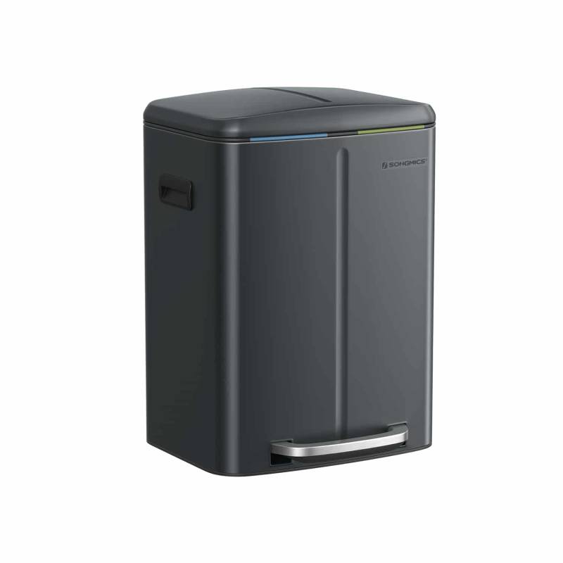 Mülleimer Küche 2 x 20 L mit Softclose-Deckel grüngrau von SONGMICS