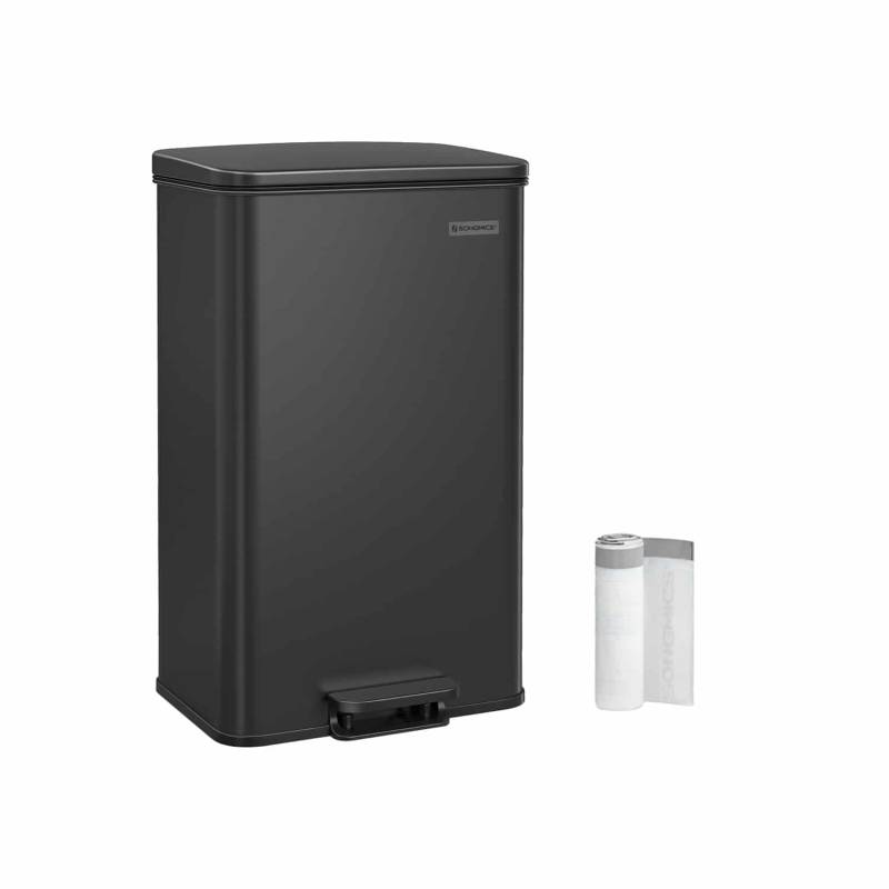 Mülleimer Küche 40 Liter Tretmülleimer schwarz von SONGMICS