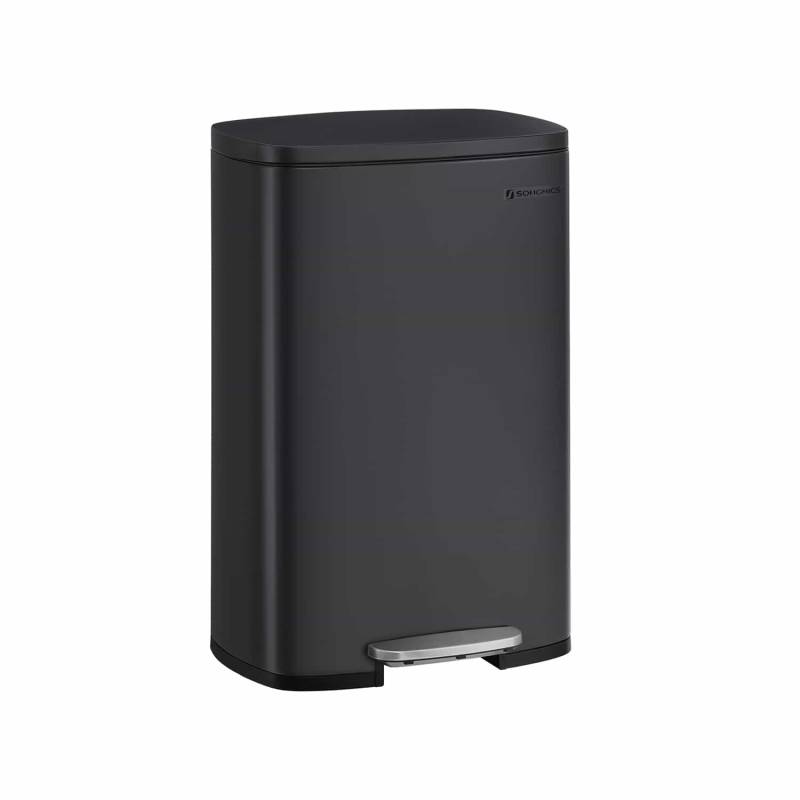 Mülleimer Küche Fußpedal Stahl schwarz von SONGMICS