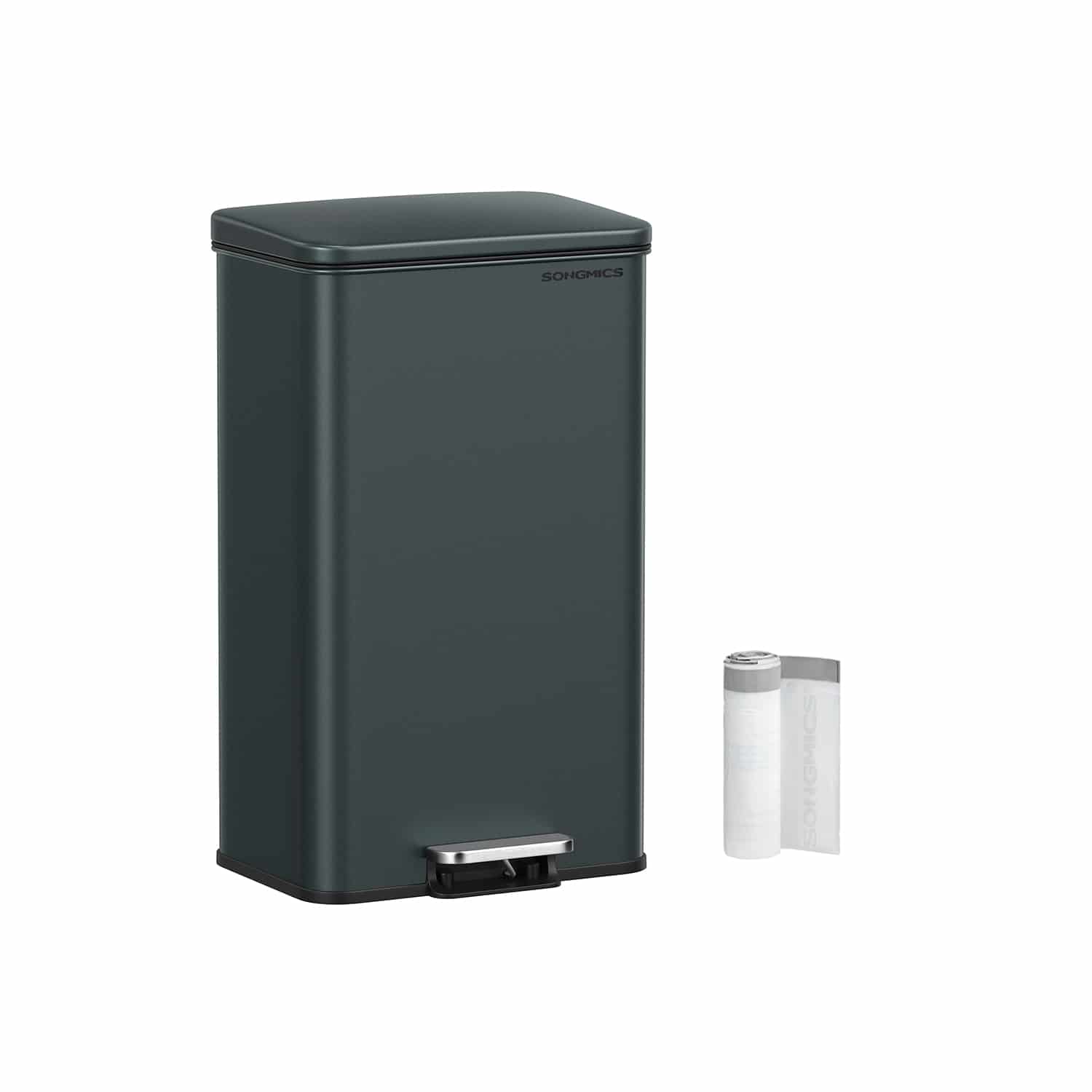 Mülleimer Küche mit Deckel 40 Liter anthrazitgrau von SONGMICS