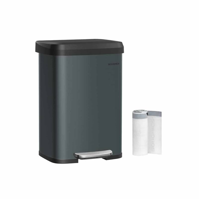 Mülleimer Küche mit Deckel 50 Liter anthrazitgrau-schwarz von SONGMICS