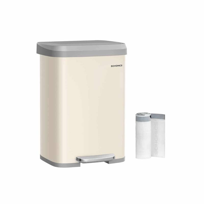 Mülleimer Küche mit Deckel 50 Liter sandbeige-taubengrau von SONGMICS