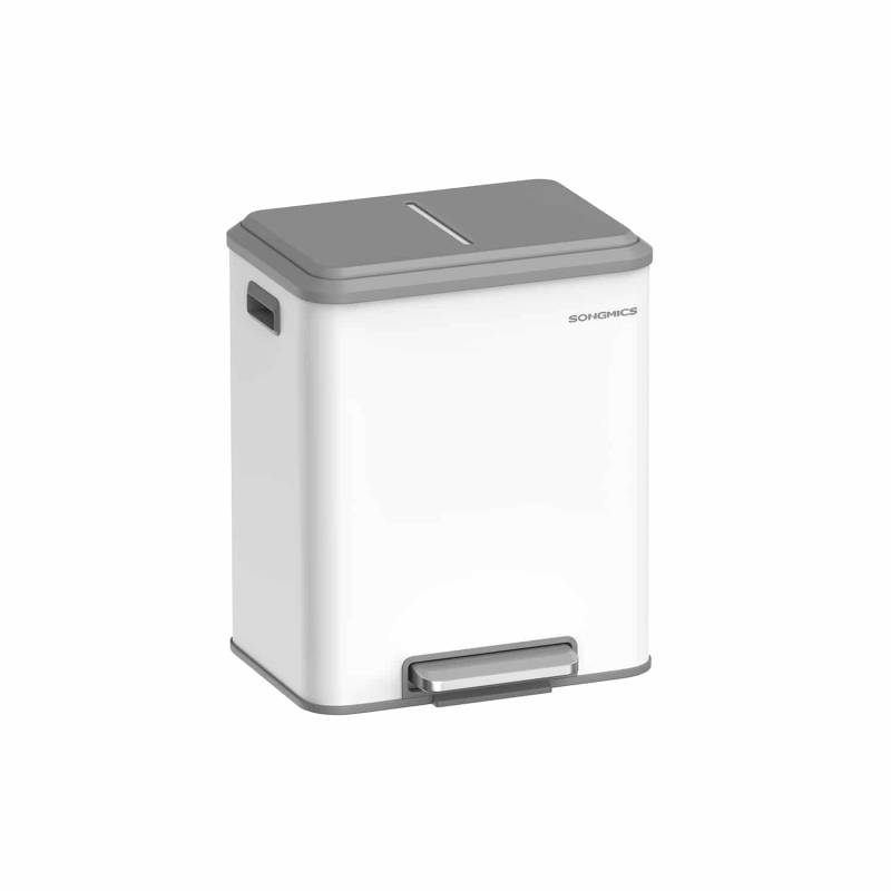 Mülltrennsystem 2 Fächer für Recycling und Restmüll wolkenweiß von SONGMICS