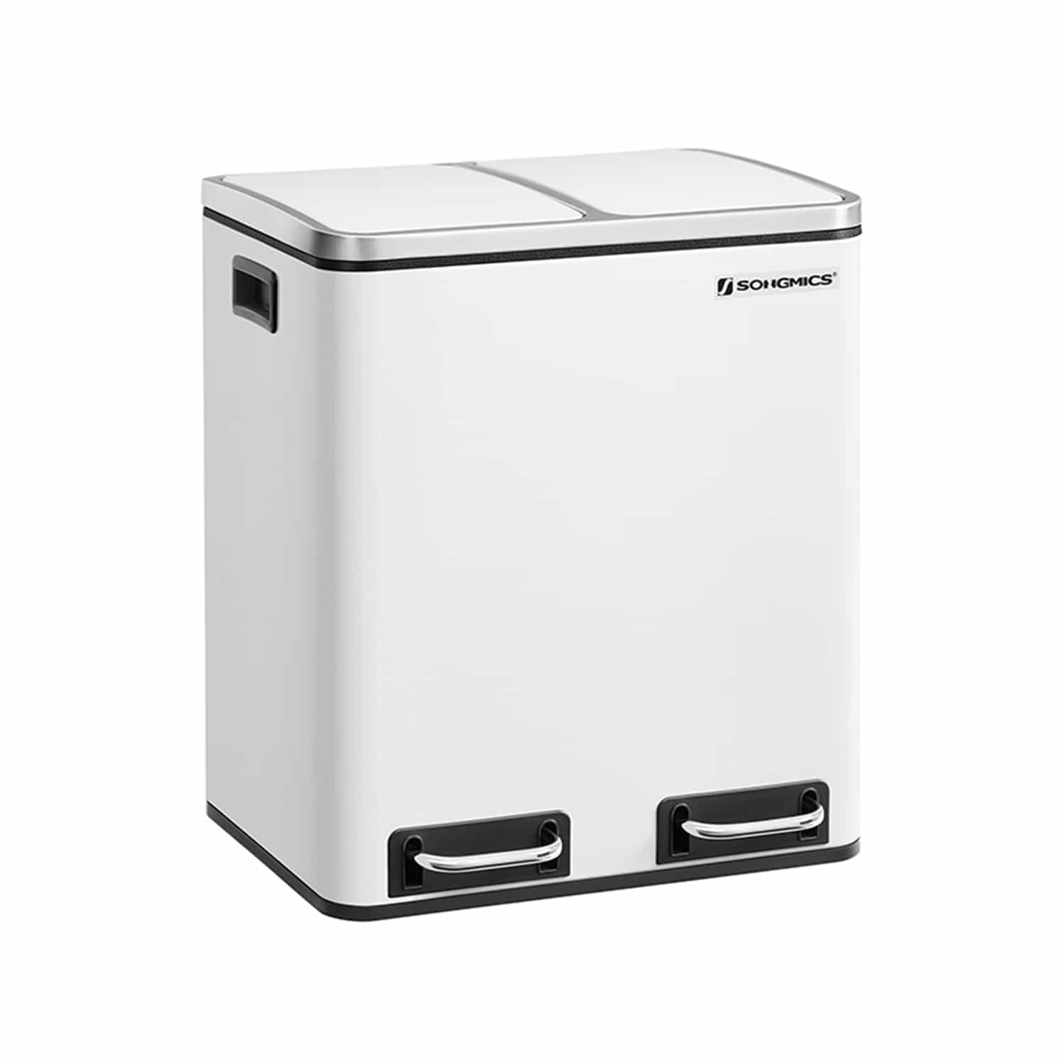Mülleimer Küche 30 L – Weiß, Softclose, Stahl von SONGMICS