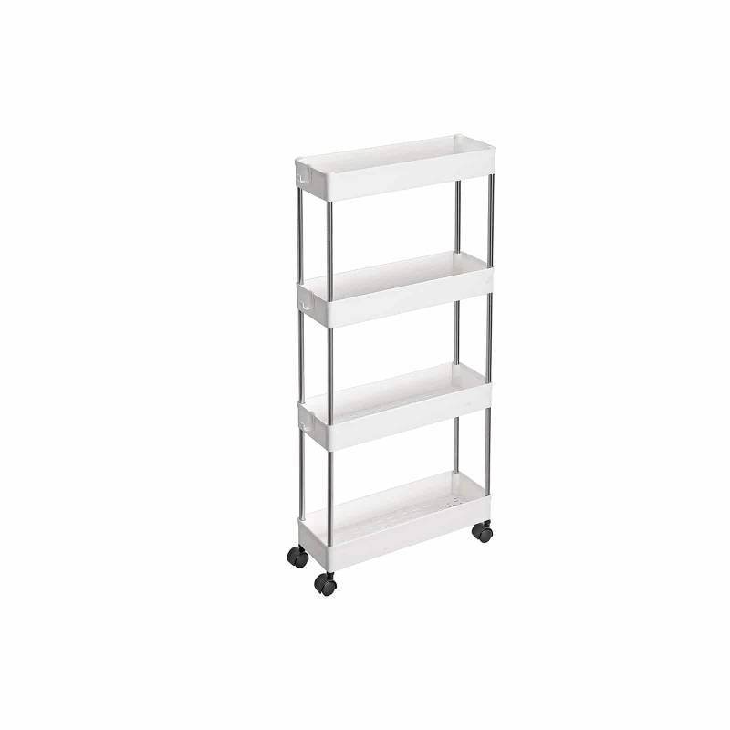 SONGMICS Nischenregal auf Rollen mit 4 Ablagen – 40x13,5x86 cm, Weiß​ von SONGMICS
