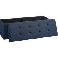 Sitzbank mit Stauraum, 110 cm, klappbare Sitztruhe, Aufbewahrungsbox, Fußbank, dunkelblau von SONGMICS