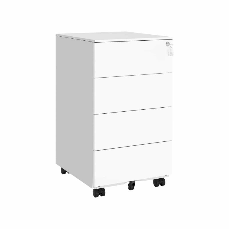 Rollcontainer mit 4 Schubladen und Rädern wolkenweiß von SONGMICS