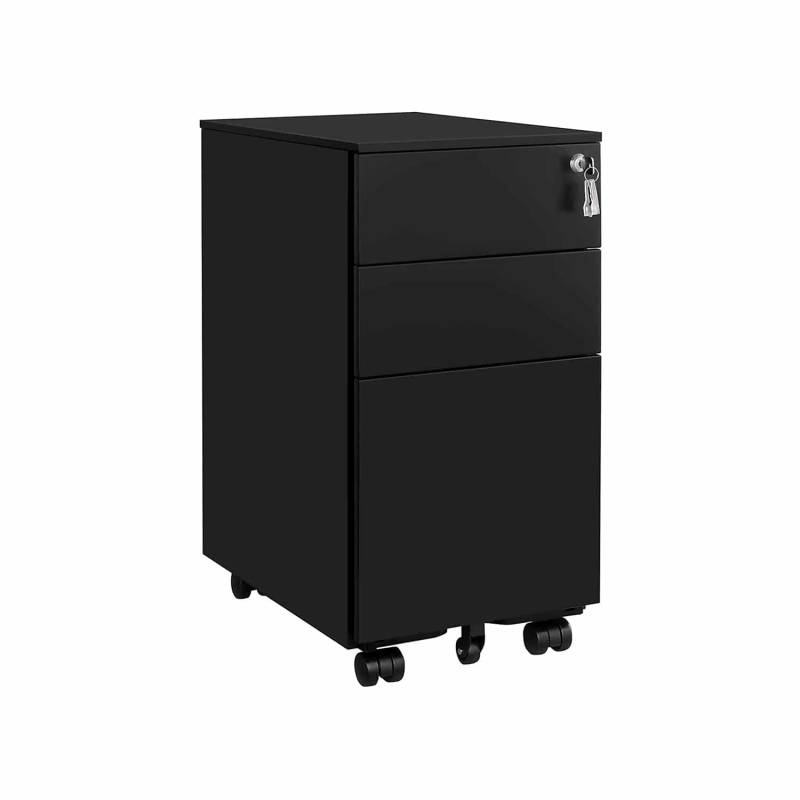 Rollcontainer mit Rollen und Schloss schwarz von SONGMICS