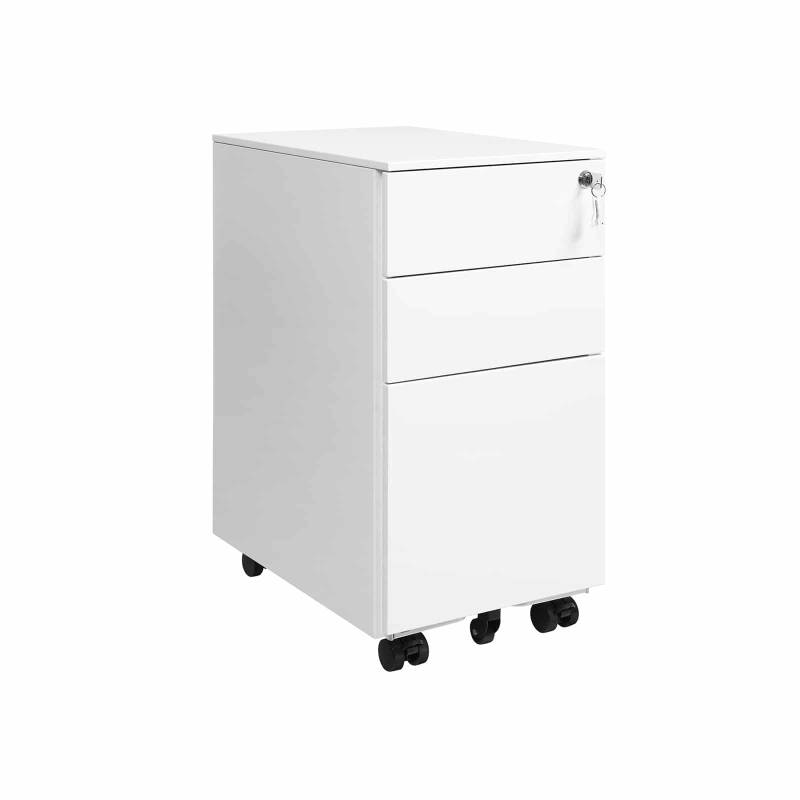 Rollcontainer mit Schloss weiß 30 x 45 x 60 cm von SONGMICS