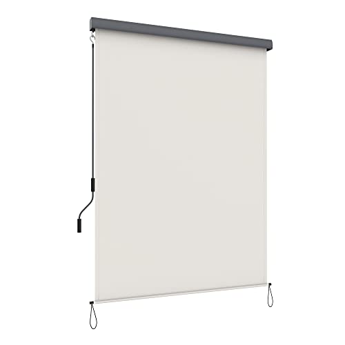 SONGMICS 1,4 x 2,5 m (B x L) Senkrechtmarkise für Balkon, Terrasse, mit Grauer Markisenkassette, Vertikalmarkise für außen, Markise für Windschutz, Sonnenschutz und Sichtschutz, Beige GSA145BE von SONGMICS