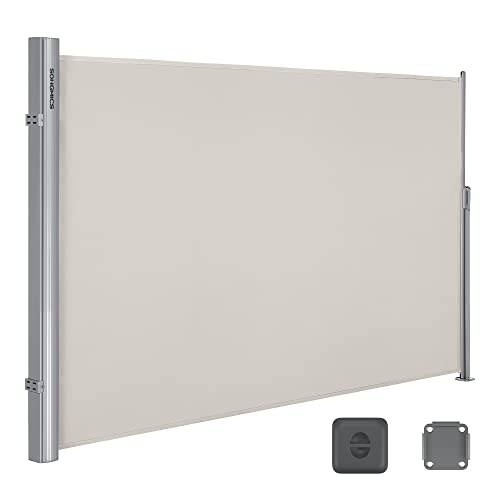 SONGMICS 2 x 3,5 m (H x L), Seitenmarkise, versenkbarer Sichtschutz, Paravent, Sonnenblende, für Balkon, Patio, Terrasse und Garten, mit Bodenbefestigung, Privatsphäre, Beige GSA205E von SONGMICS