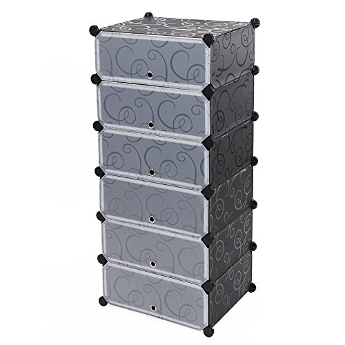 SONGMICS 6 Ebenen Schuhregal Kunststoff Steckregal Schuhschrank Regalsystem 48 x 36 x 105 cm LPC06H von SONGMICS