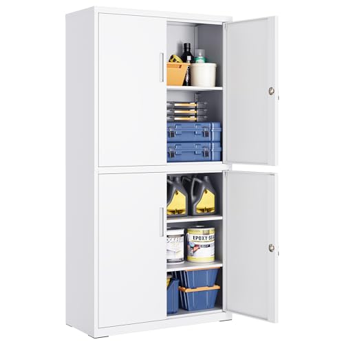 SONGMICS Aktenschrank, Mehrzweckschrank, Büroschrank, mit 4 Türen und 5 Ebenen, 40 x 80 x 180 cm, 2 Schlösser, verstellbare Ablagen, Aufbewahrungsschrank aus Stahl, mattweiß OMC016WG01 SONGMICS Aktenschrank, Mehrzweckschrank, Büroschrank, mit 4 Türen und 5 Ebenen, 40 x 80 x 180 cm, 2 Schlösser, verstellbare Ablagen, Aufbewahrungsschrank aus Stahl, mattweiß OMC016WG01 von SONGMICS