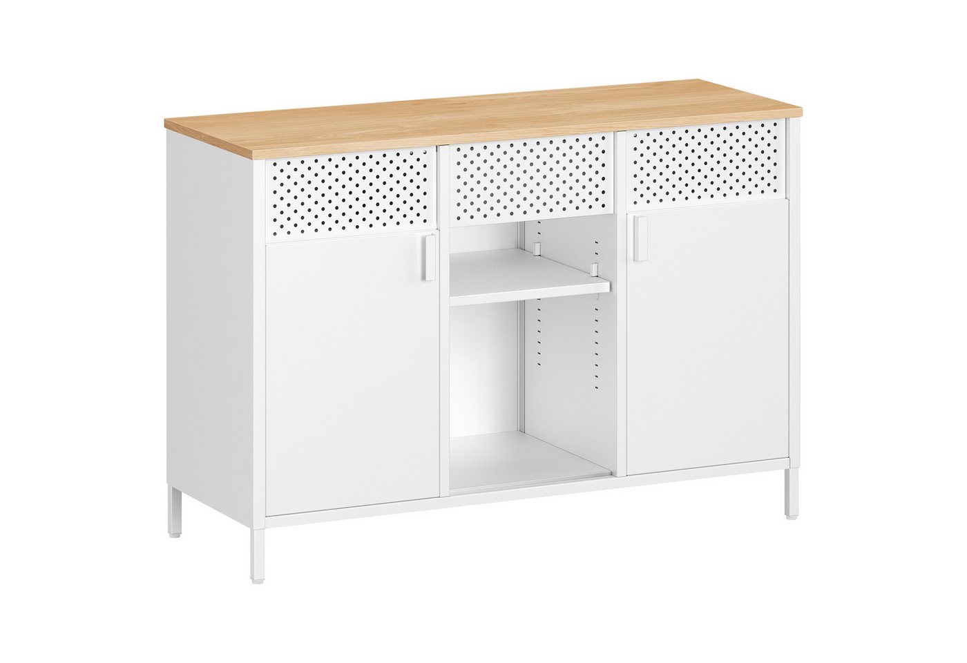 SONGMICS Aktenschrank Aufbewahrungsschrank (Metallschrank, Schrank mit Doppeltür, Sideboard, Stahlgestell, vintagebraun-mattschwarz) Magnetverschluss, verstellbare Einlegeböden von SONGMICS