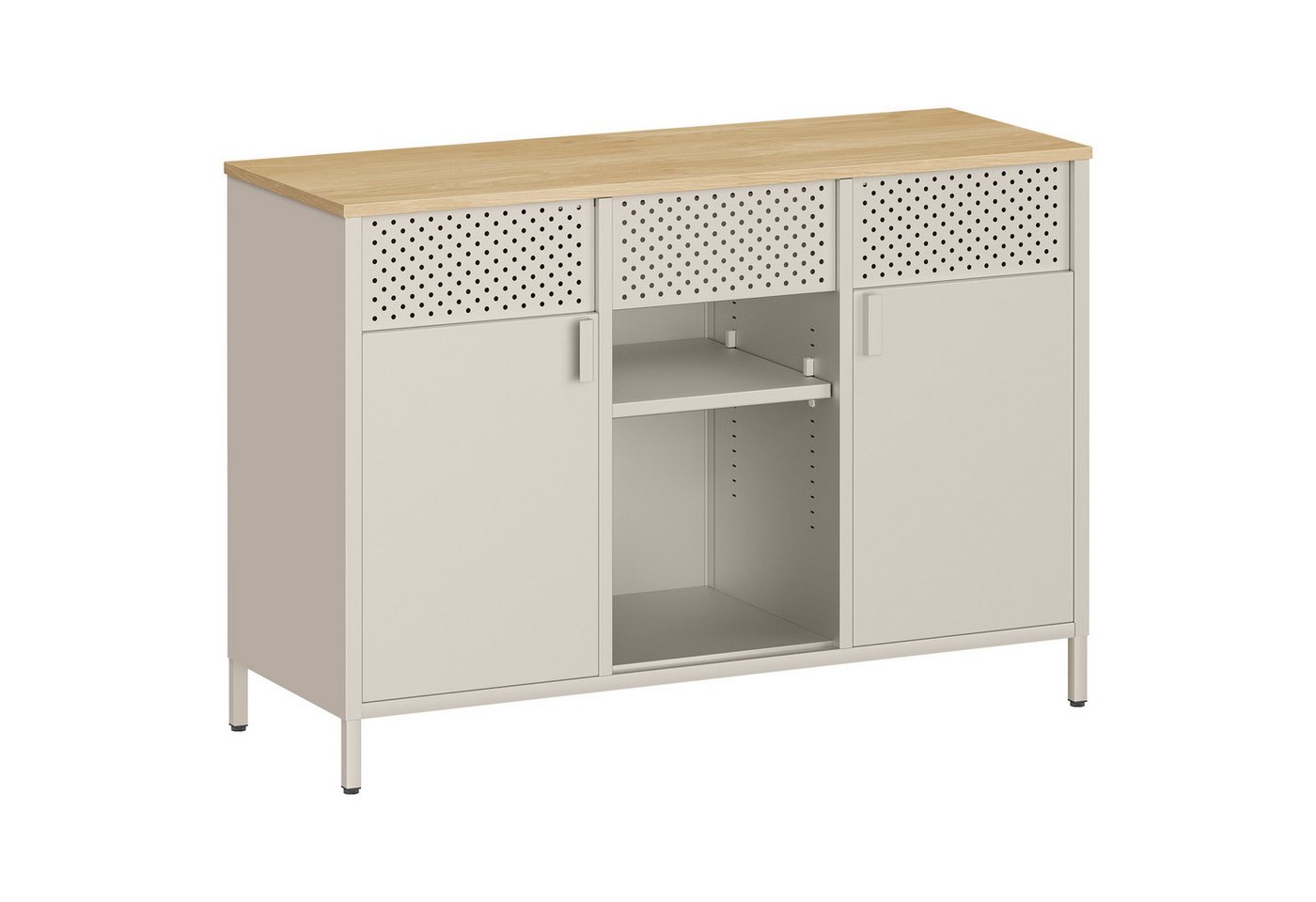 SONGMICS Aktenschrank Aufbewahrungsschrank (Metallschrank, Schrank mit Doppeltür, Sideboard, Stahlgestell, vintagebraun-mattschwarz) Magnetverschluss, verstellbare Einlegeböden von SONGMICS