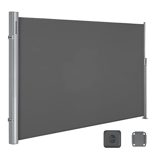 SONGMICS Alu-Seitenmarkise, ausziehbar, 160 x 300 cm, Sichtschutz, Sonnenschutz, blickdicht, Seitenrollo, für Balkon, Terrasse, Garten, anthrazit GSA160G von SONGMICS