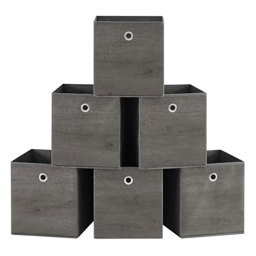 SONGMICS Aufbewahrungsbox, 6er Set, Ordnungsboxen, Vliesstoff, Faltbox, 26 x 26 x 28 cm, Stoffbox, für Würfelregal, Organizer für Kleidung, nebelgrau RFB126G01 SONGMICS Aufbewahrungsbox, 6er Set, Ordnungsboxen, Vliesstoff, Faltbox, 26 x 26 x 28 cm, Stoffbox, für Würfelregal, Organizer für Kleidung, nebelgrau RFB126G01 von SONGMICS