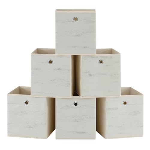SONGMICS Aufbewahrungsbox, 6er Set, Ordnungsboxen, Vliesstoff, Faltbox, 26 x 26 x 28 cm, Stoffbox, für Würfelregal, Organizer für Kleidung, weiß RFB126W01 SONGMICS Aufbewahrungsbox, 6er Set, Ordnungsboxen, Vliesstoff, Faltbox, 26 x 26 x 28 cm, Stoffbox, für Würfelregal, Organizer für Kleidung, weiß RFB126W01 von SONGMICS