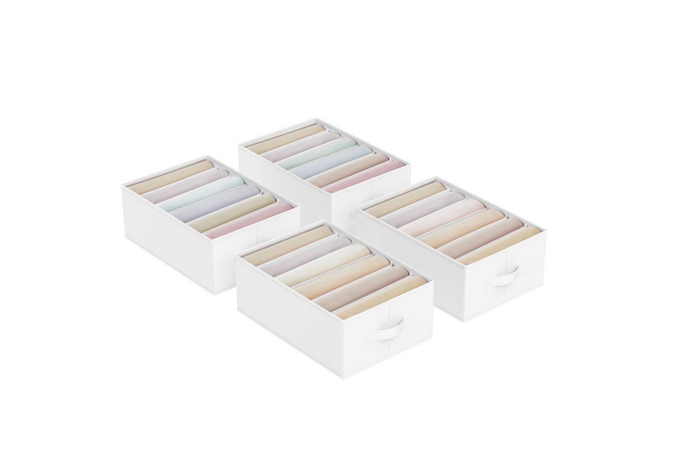 SONGMICS Aufbewahrungsbox Kleiderschrank-Organizer (4 St., Aufbewahrungsbox 6 Fächer, Schubladen-Ordnungssystem), 2er Set Aufbewahrungsbox mit 6 Fächern von SONGMICS