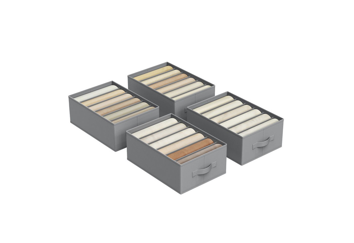 SONGMICS Aufbewahrungsbox Kleiderschrank-Organizer (4 St., Aufbewahrungsbox 6 Fächer, Schubladen-Ordnungssystem), 2er Set Aufbewahrungsbox mit 6 Fächern von SONGMICS