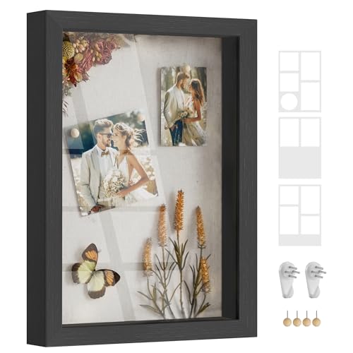 SONGMICS Bilderrahmen, 3 Passepartouts, Fotorahmen zum Befüllen, 4 Stecknadeln, Collage für Bilder 10,2 x 15,2 cm, 10,2 x 10,2 cm, 2 spurenlose Wandhaken, aschschwarz RPF019B01 SONGMICS Bilderrahmen, 3 Passepartouts, Fotorahmen zum Befüllen, 4 Stecknadeln, Collage für Bilder 10,2 x 15,2 cm, 10,2 x 10,2 cm, 2 spurenlose Wandhaken, aschschwarz RPF019B01 von SONGMICS