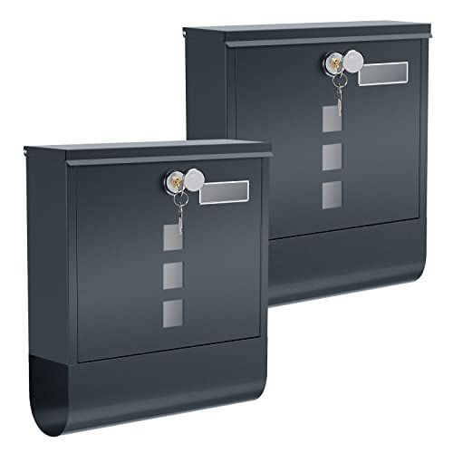 SONGMICS Briefkasten, 2er Set, Wandbriefkasten, Schloss mit Kupfer-Schließzylinder, drehbare Abdeckung, Zeitungsfach, Sichtfenster, Namensschildhalter, abschließbar, anthrazit GMB20AG02 SONGMICS Briefkasten, 2er Set, Wandbriefkasten, Schloss mit Kupfer-Schließzylinder, drehbare Abdeckung, Zeitungsfach, Sichtfenster, Namensschildhalter, abschließbar, anthrazit GMB20AG02 von SONGMICS