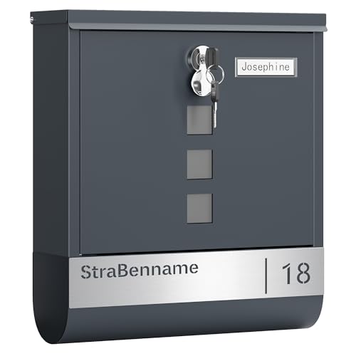 SONGMICS Briefkasten personalisiert, mit Namensschild, Hausnummernschild, Postkasten, Zeitungsfach, Sichtfenster, Schloss, modern, 10 x 30,8 x 33,8 cm, anthrazit GMB082G01 SONGMICS Briefkasten personalisiert, mit Namensschild, Hausnummernschild, Postkasten, Zeitungsfach, Sichtfenster, Schloss, modern, 10 x 30,8 x 33,8 cm, anthrazit GMB082G01 von SONGMICS