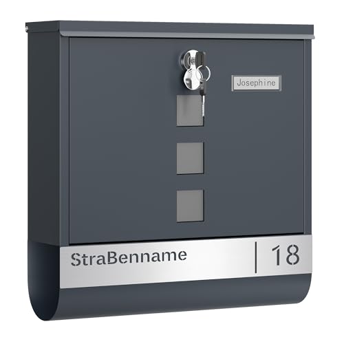 SONGMICS Briefkasten personalisiert, mit Namensschild, Hausnummernschild, Postkasten, Zeitungsfach, Sichtfenster, Schloss, modern, 11 x 37 x 37 cm, anthrazit GMB083G01 SONGMICS Briefkasten personalisiert, mit Namensschild, Hausnummernschild, Postkasten, Zeitungsfach, Sichtfenster, Schloss, modern, 11 x 37 x 37 cm, anthrazit GMB083G01 von SONGMICS