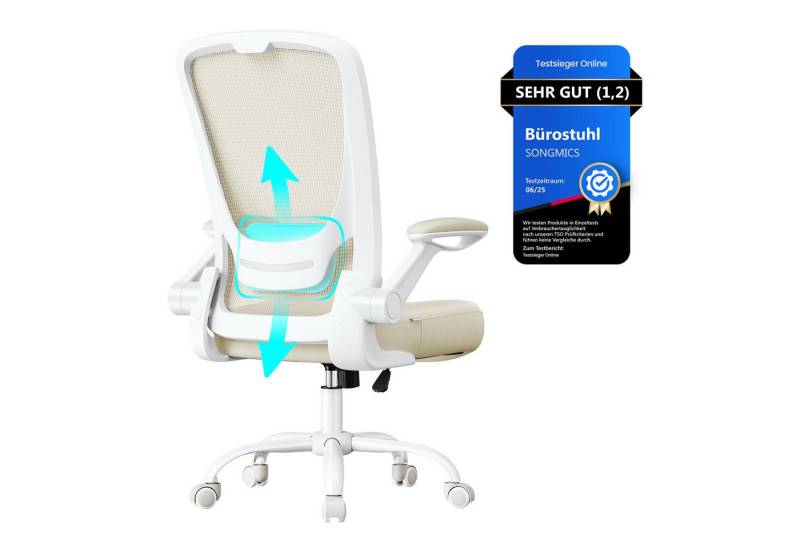 SONGMICS Bürostuhl, ergonomisch, Drehstuhl mit Mesh, Wippfunktion, klappbare Armlehnen von SONGMICS