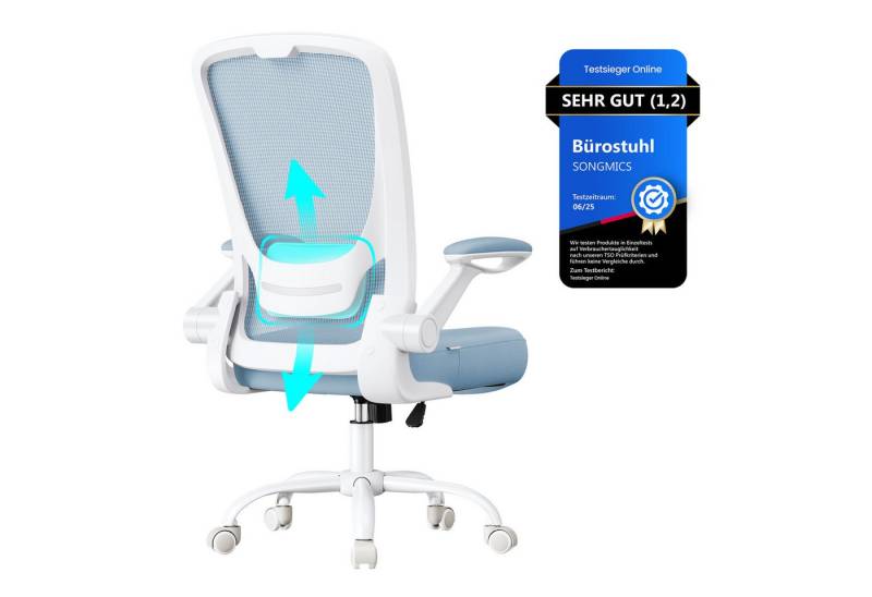 SONGMICS Bürostuhl, ergonomisch, Drehstuhl mit Mesh, Wippfunktion, klappbare Armlehnen von SONGMICS