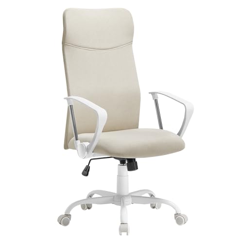 SONGMICS Bürostuhl, ergonomischer Schreibtischstuhl, Drehstuhl, gepolsterter Sitz, höhenverstellbar und neigbar, bis 120 kg belastbar, cappuccinobeige OBN034K01 von SONGMICS