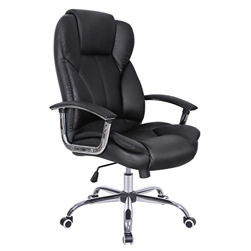 SONGMICS Bürostuhl Chefsessel Drehstuhl Computerstuhl Sitzhöhenverstellung office Stuhl Polsterung OBG57B, ‎schwarz von SONGMICS