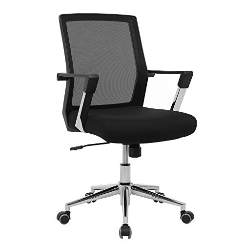 SONGMICS Bürostuhl mit Netzrückenlehne Chefsessel Bürodrehstuhl Drehstuhl höhenverstellbar Wippfunktion, schwarz, OBN83B, 61*55*102 von SONGMICS
