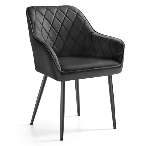 SONGMICS Esszimmerstuhl, Küchenstuhl, Sessel, Samt, Polsterstuhl mit Armlehnen, Loungesessel, bis 120 kg belastbar, Metallbeine, für Esszimmer, Küche, tintenschwarz LDC088B01 SONGMICS Esszimmerstuhl, Küchenstuhl, Sessel, Samt, Polsterstuhl mit Armlehnen, Loungesessel, bis 120 kg belastbar, Metallbeine, für Esszimmer, Küche, tintenschwarz LDC088B01 von SONGMICS