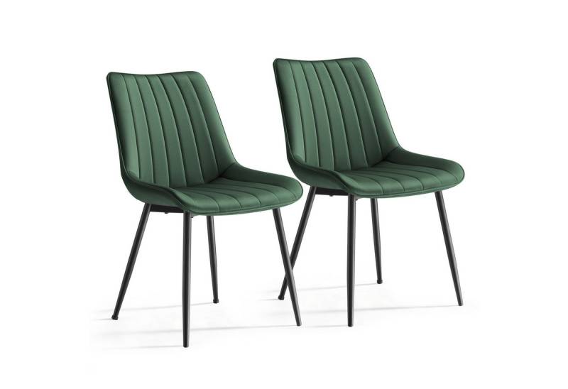 SONGMICS Esszimmerstuhl Stuhlset – Polsterstühle, Moderner Küchenstuhl. Samt (2 St), Küchenstuhl, Samt,Polsterstuhl, bis 120 kg, ERGONOMISCHES DESIGN von SONGMICS