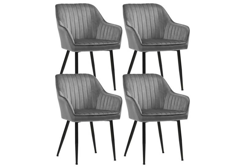 SONGMICS Esszimmerstuhl (4 St), 4er Set, Küchenstuhl, Sessel, Samt, Polsterstuhl mit Armlehnen von SONGMICS