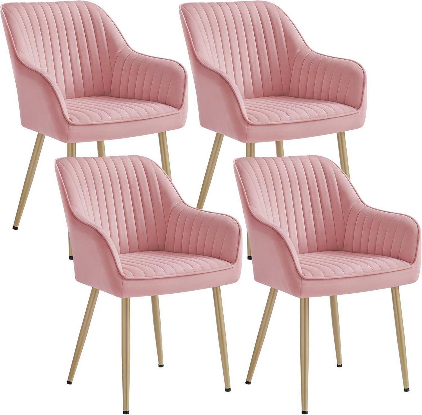 SONGMICS Esszimmerstuhl (4 St), 4er Set, Küchenstuhl, Sessel, Samt, Polsterstuhl mit Armlehnen von SONGMICS