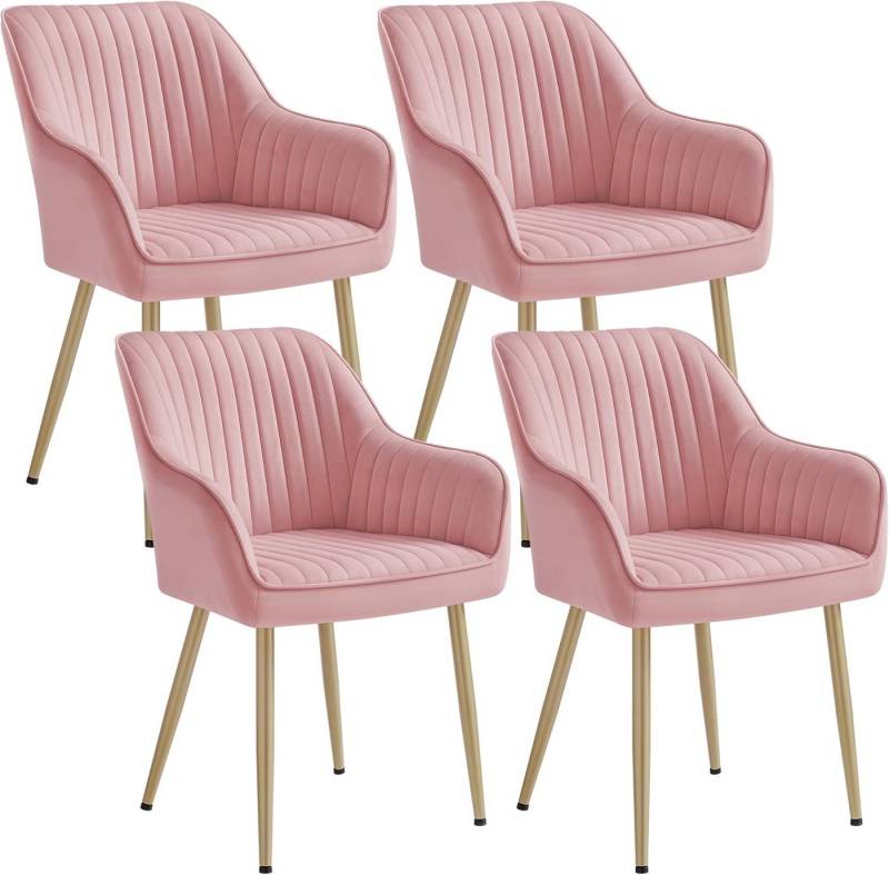 SONGMICS Esszimmerstuhl (4 St), 4er Set, Küchenstuhl, Sessel, Samt, Polsterstuhl mit Armlehnen von SONGMICS