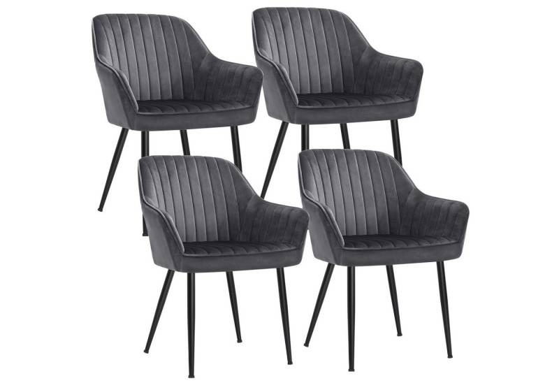 SONGMICS Esszimmerstuhl (4 St), 4er Set, Küchenstuhl, Sessel, Samt, Polsterstuhl mit Armlehnen von SONGMICS