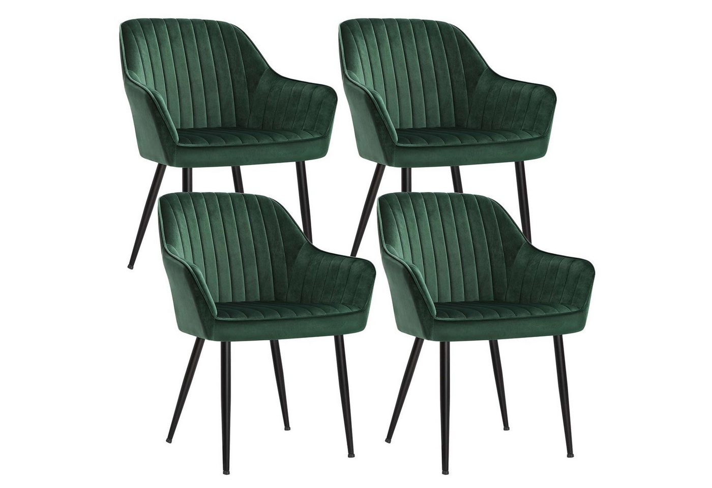 SONGMICS Esszimmerstuhl (4 St), 4er Set, Küchenstuhl, Sessel, Samt, Polsterstuhl mit Armlehnen von SONGMICS