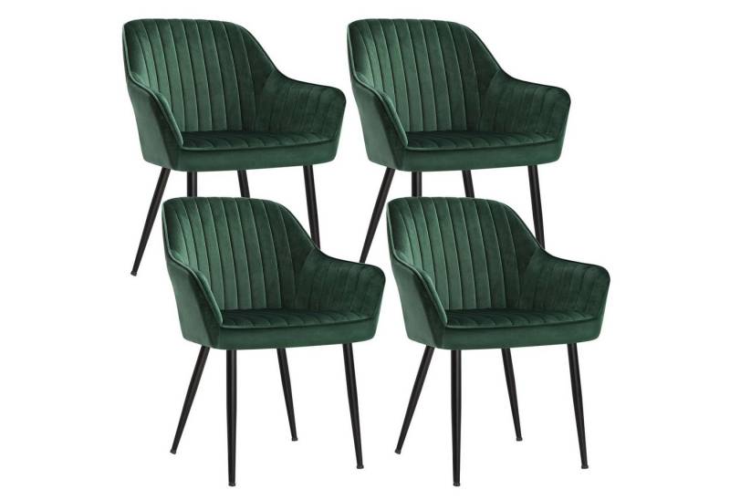 SONGMICS Esszimmerstuhl (4 St), 4er Set, Küchenstuhl, Sessel, Samt, Polsterstuhl mit Armlehnen von SONGMICS