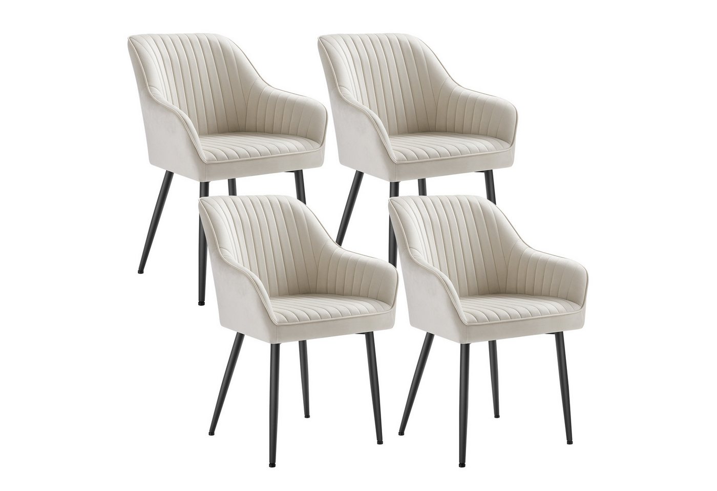 SONGMICS Esszimmerstuhl (4 St), 4er Set, Küchenstuhl, Sessel, Samt, Polsterstuhl mit Armlehnen von SONGMICS