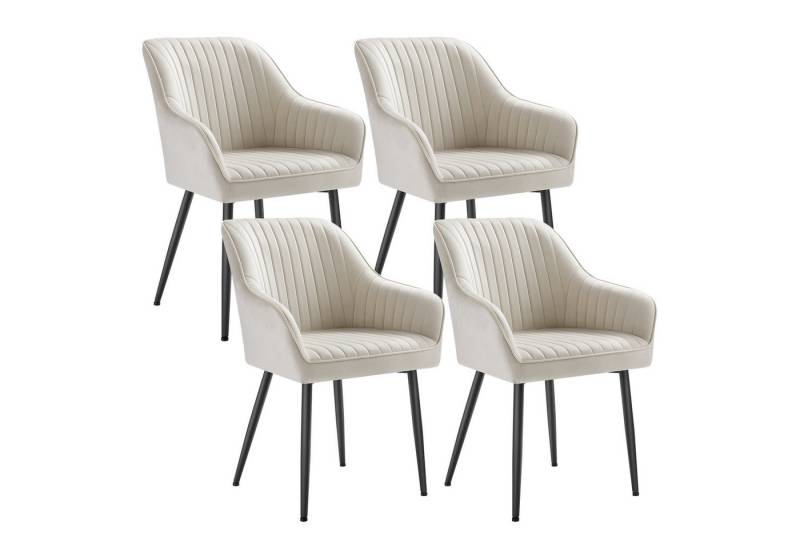 SONGMICS Esszimmerstuhl (4 St), 4er Set, Küchenstuhl, Sessel, Samt, Polsterstuhl mit Armlehnen von SONGMICS