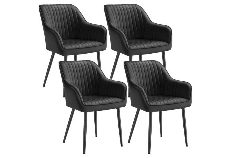 SONGMICS Esszimmerstuhl (4 St), 4er Set, Küchenstuhl, Sessel, Samt, Polsterstuhl mit Armlehnen von SONGMICS