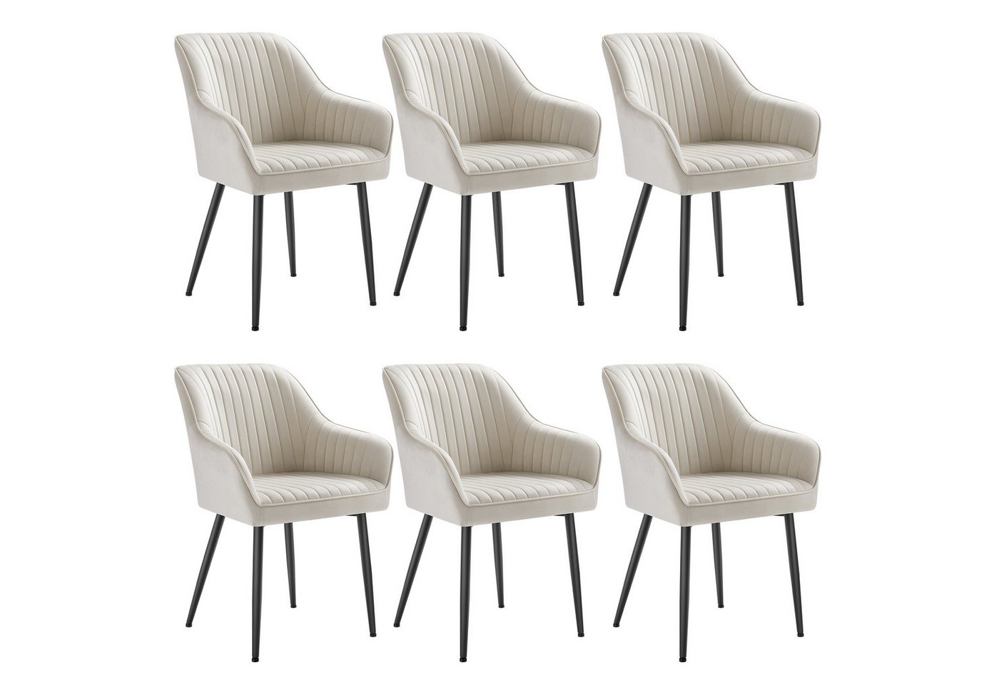 SONGMICS Esszimmerstuhl (6 St), Polsterstuhl mit Metallbeine, Samt, für Schminktisch,6 er Set von SONGMICS
